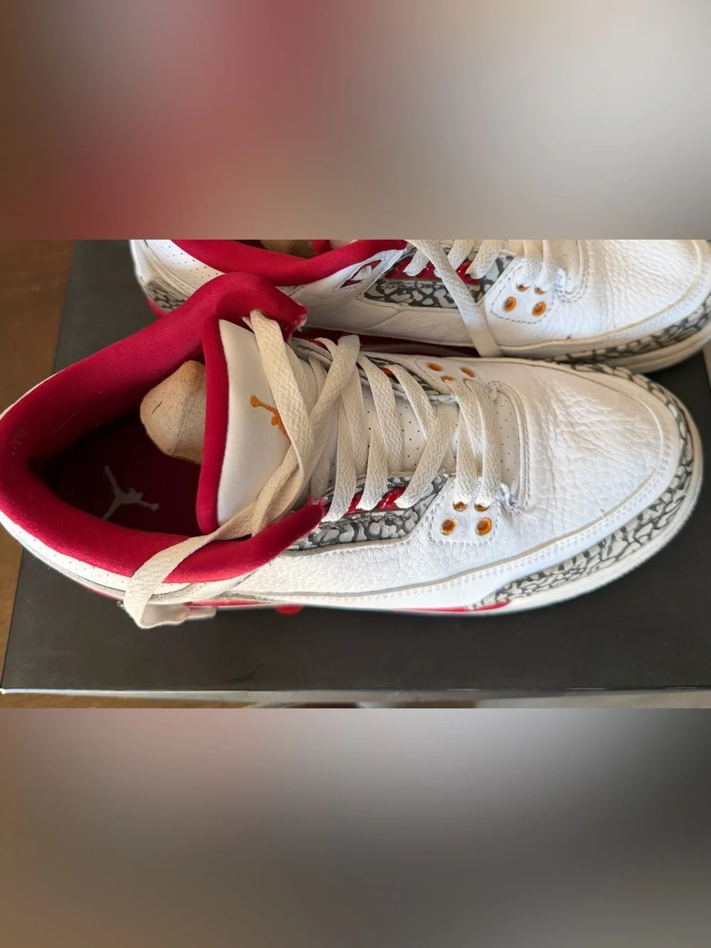 Air Jordan 3 retro (GS) WHITE/LIGHT CURRY-CARDINAL RED